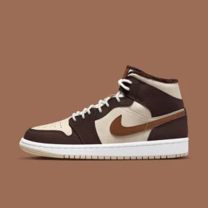 Nike Jordan 1 Mid Brown Basalt Oatmeal Mocha Shoes For Men (S1H07)