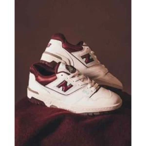 New Balance 550 White Burgendy Shoes For Men (BME151)