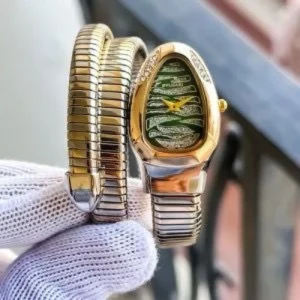 Bvlgari Watch Snake Darcy Two Tune Diamond Green For Women (SW198)