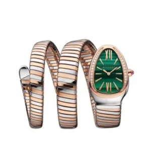 Bvlgari Watch Serpenti Tubogas Rose Gold Green Dial Two Tune For Women (SW1451)