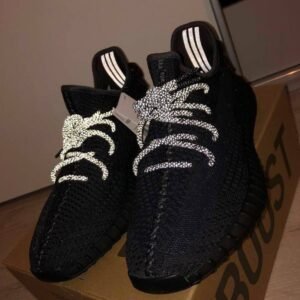Adidas Yeezy 350 V2 Black Lace Reflective Semi UA Shoes For Men (BOT10)