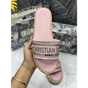 Dior Riviera Dior Dway Platform Raffia Slides with Original Box and Carry Bag For Women (BSF415)