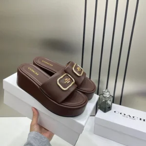 Coach Eloise Slide Brown Platform For Woman (LAB436)