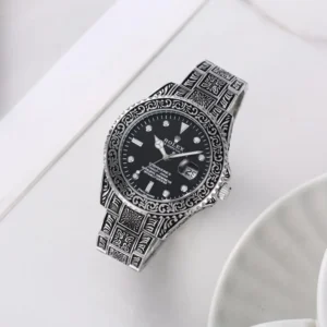 Rolex Watch Oyster Vintage Silver-Black For Men (FIT510)