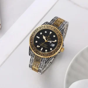 Rolex Watch Oyster Vintage 2Ton-Gold-Black For Men (FIT514)