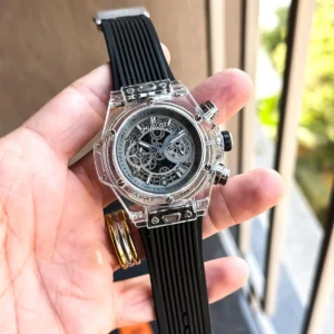 Elegant Hublot Chronograph Watch Black Grey For Men