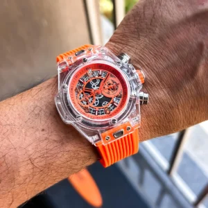 Elegant Hublot Chronograph Watch Orange For Men