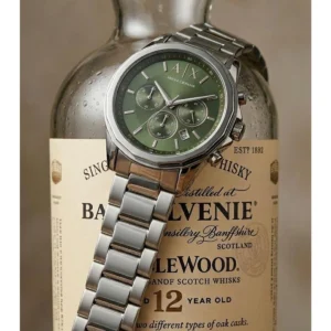 Luxury Armani Exchange Gunmetal Watch Green Dial For Men