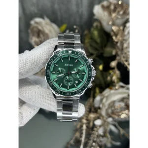 Luxury Fossil Bannon Watch Silver Green For Men