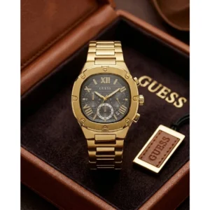 Luxury Guess Square Chronograph Watch Gold Black For Men