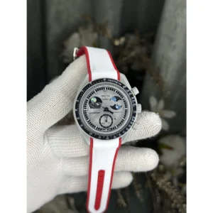 Luxury Omega X Swatch Watch Red White For Men