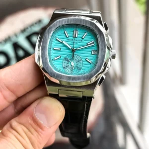 Luxury Patek Philippe Chrono Watch Silver Blue For Men