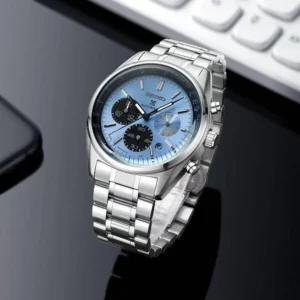 Luxury Seiko Prospex Chronograph Watch Silver Sky Blue For Men