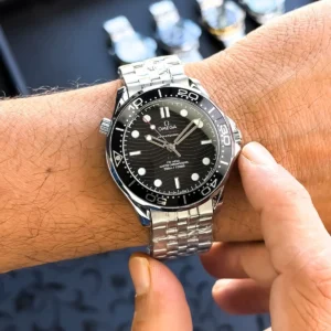 Premium Omega Auto Watch Silver Black For Men