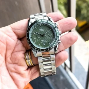Premium Omega Chrono Watch Silver Green For Men