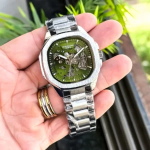 Premium Patek Philippe Watch Auto Silver Green For Men