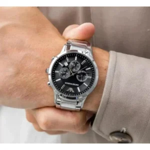 Stylish Emporio Armani Watch Silver Black For Men