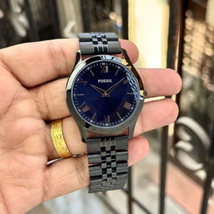 Stylish Fossil Slim Watch Blue Chain Strap For Men