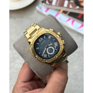 Stylish Guess Square Watch Gold Blue For Men