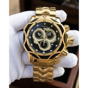 Stylish Invicta Watch Black Gold For Men