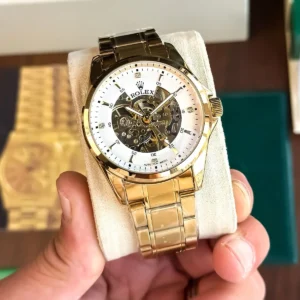 Stylish Rolex Auto Watch Gold White For Men
